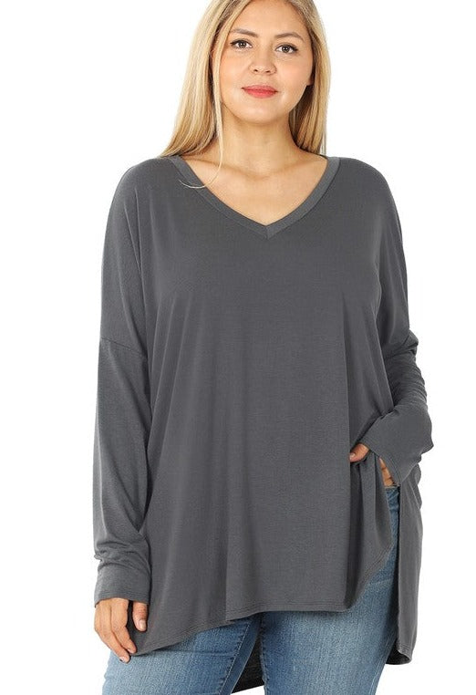 V Neck Top With Dolman Sleeves
