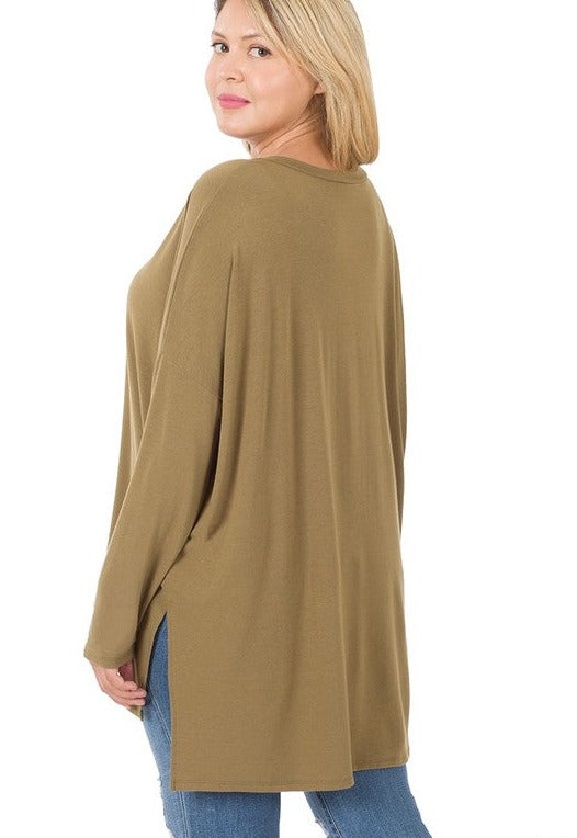 V Neck Top With Dolman Sleeves