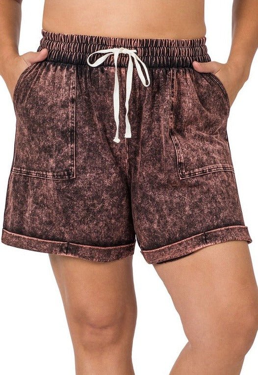 Mineral Washed Shorts Plus