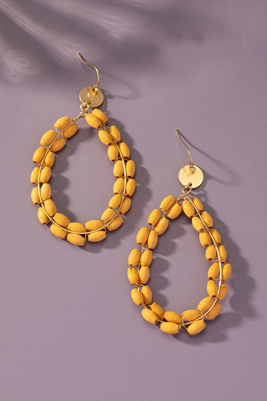 Wood Bead Hoop Necklace and Earrings