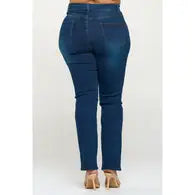 Plus Size Slit Knee High Waist Jean